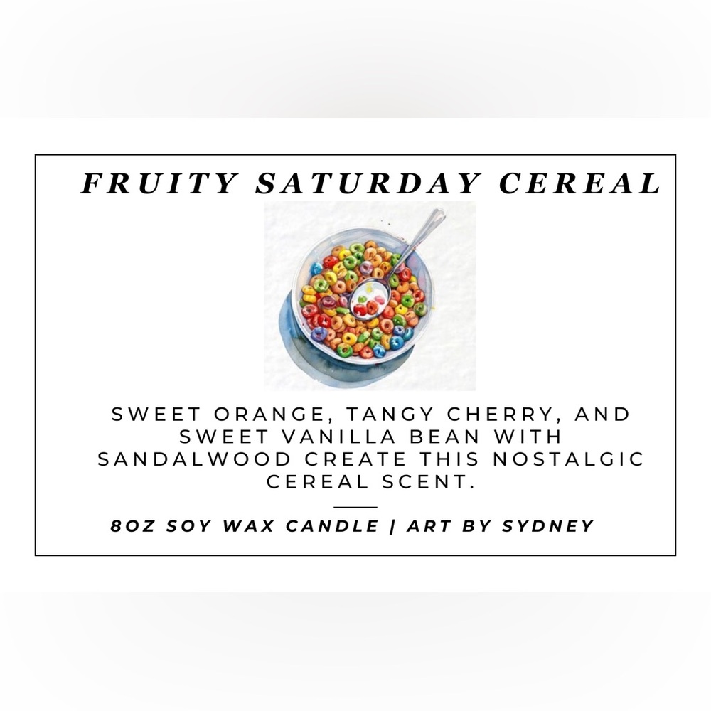 🔥Top Seller Fruity Saturday Cereal 8oz Candle Hand Crafted - Picture 3 of 5